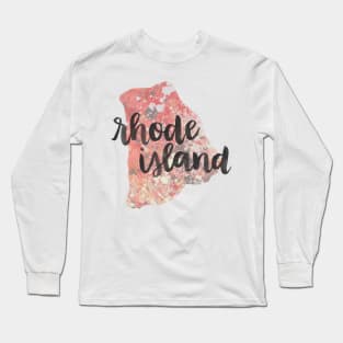 rhode island - calligraphy and abstract state outline Long Sleeve T-Shirt